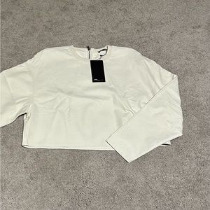 Faux Leather Off White Top